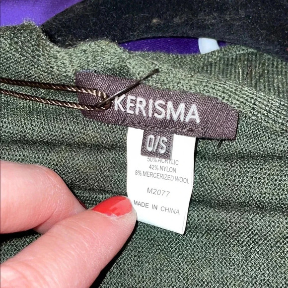 Kerisma Green Chunky Knit Shrug with Mock Neck - Picture 3 of 5